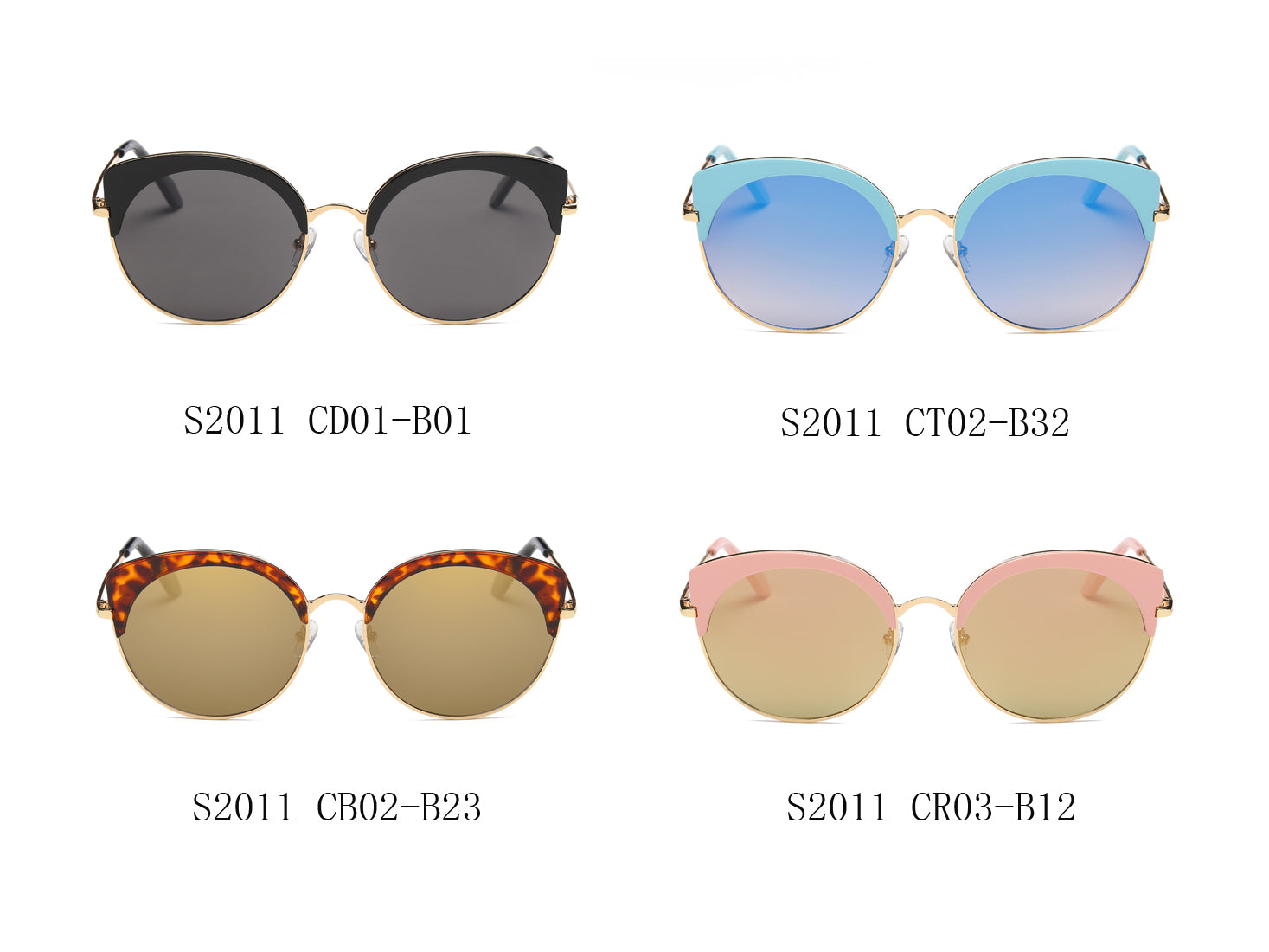 S2011 - Women's Bold Rimmed Mirrored Cat Eye Sunglasses - Iris Fashion Inc. | Wholesale Sunglasses and Glasses