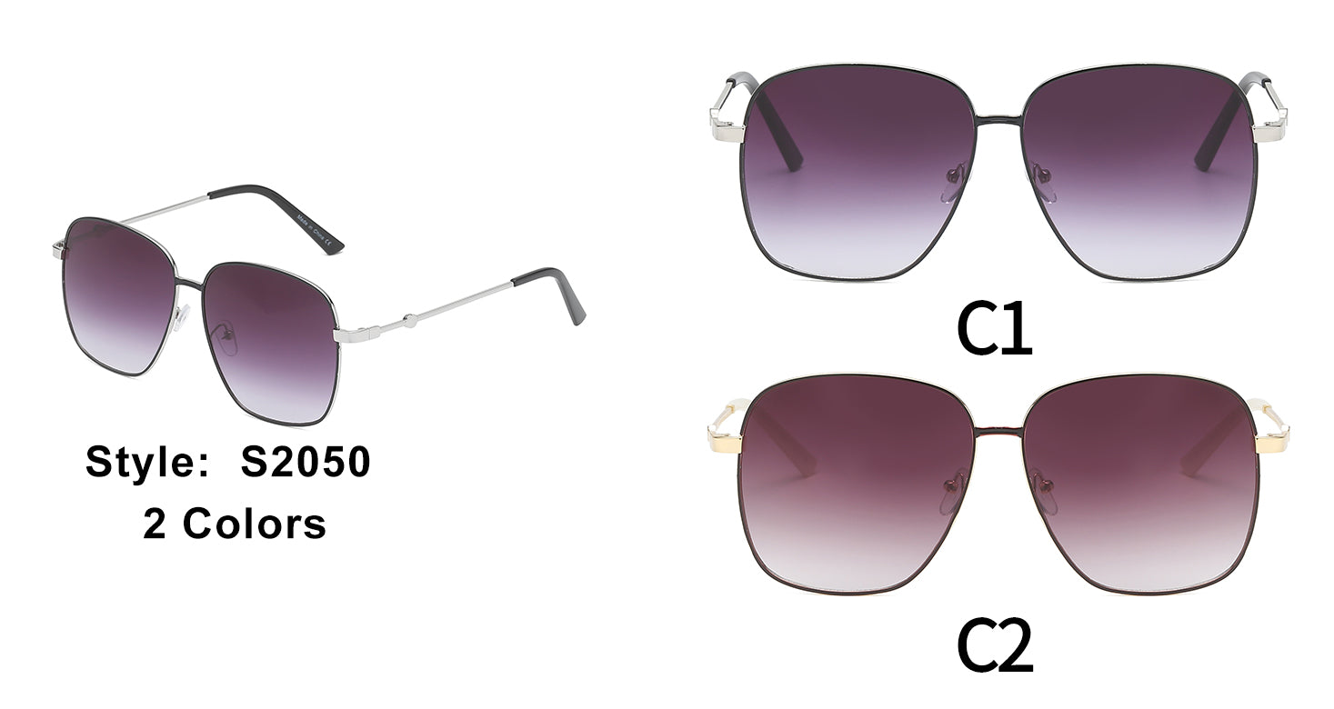 S2050 - Women Metal Square Oversize Sunglasses - Iris Fashion Inc. | Wholesale Sunglasses and Glasses