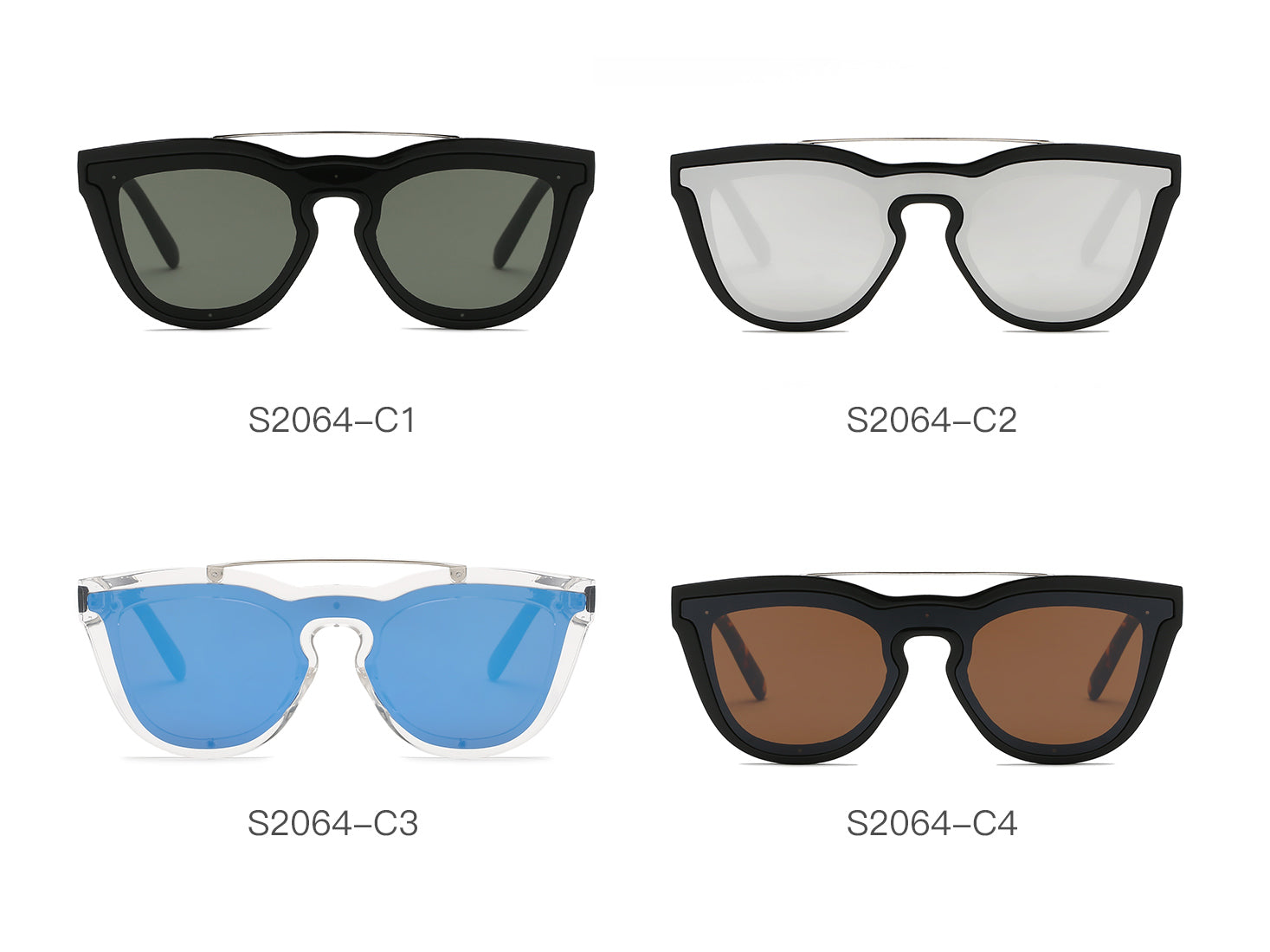 S2064 - Unisex Fashion Brow-Bar Round Sunglasses - Iris Fashion Inc. | Wholesale Sunglasses and Glasses