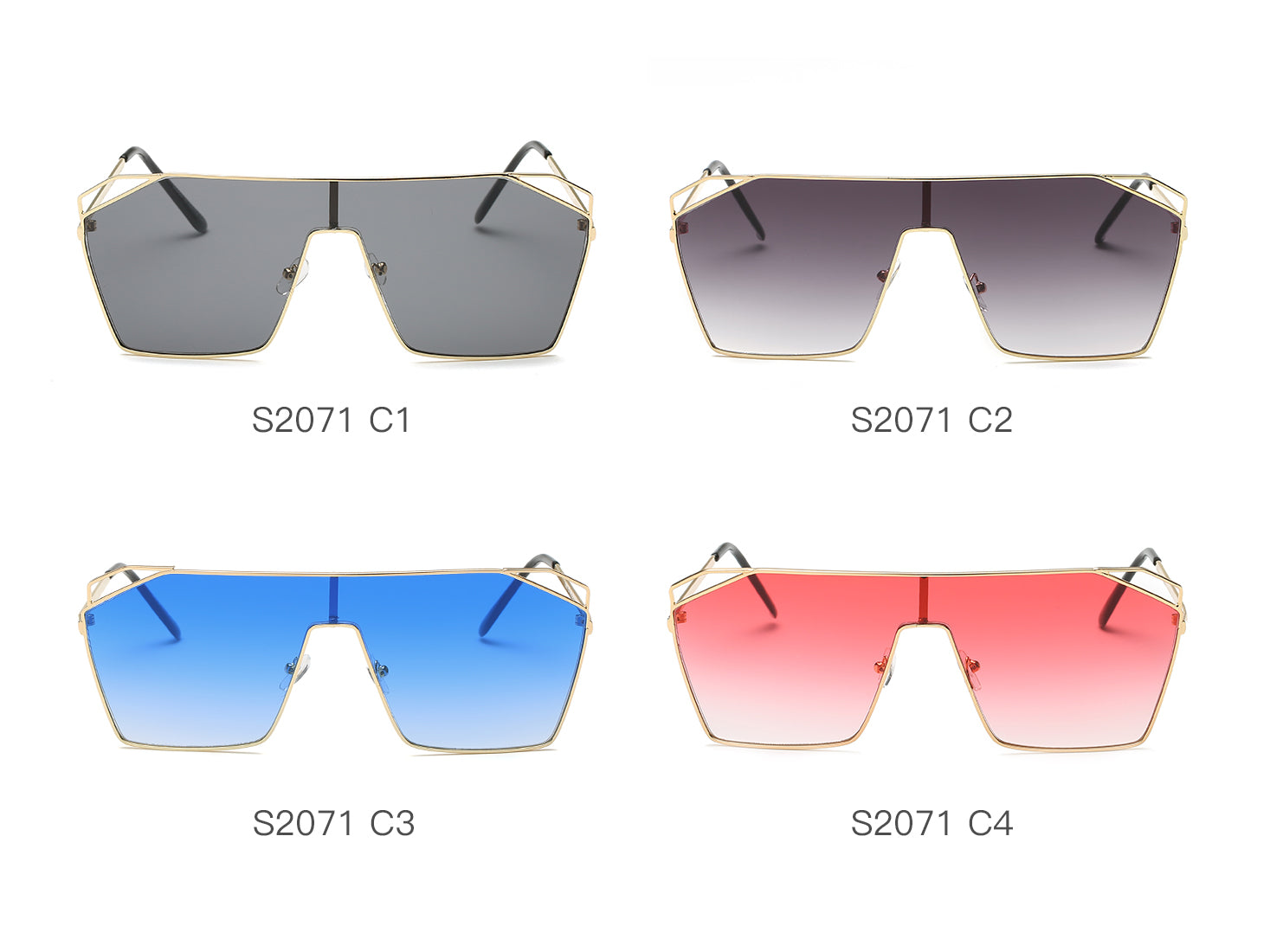 S2071 - Flat Top Metal Oversize Square Fashion Sunglasses - Iris Fashion Inc. | Wholesale Sunglasses and Glasses
