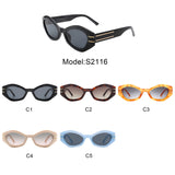 S2116 - Geometric Oval Slim Fashion Round Cat Eye Sunglasses