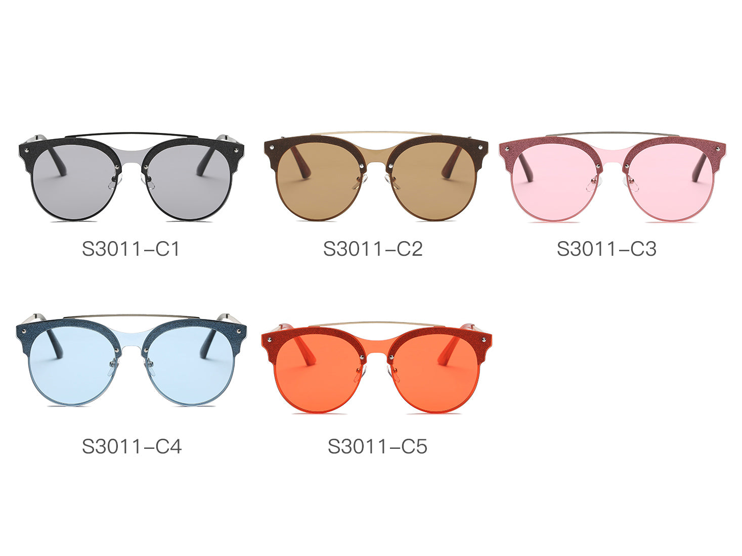 S3011 - Round Circle Brow-Bar Tinted Lens Sunglasses - Iris Fashion Inc. | Wholesale Sunglasses and Glasses