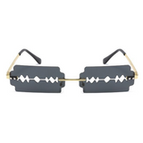 9072 - Rimless Rectangle Razor Blade Party Fashion Sunglasses