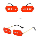 9072 - Rimless Rectangle Razor Blade Party Fashion Sunglasses