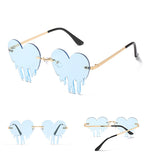 W2016 - Rimless Metal Heart Dripping Novelty Party Colored Lens Sunglasses