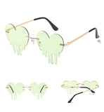 W2016 - Rimless Metal Heart Dripping Novelty Party Colored Lens Sunglasses