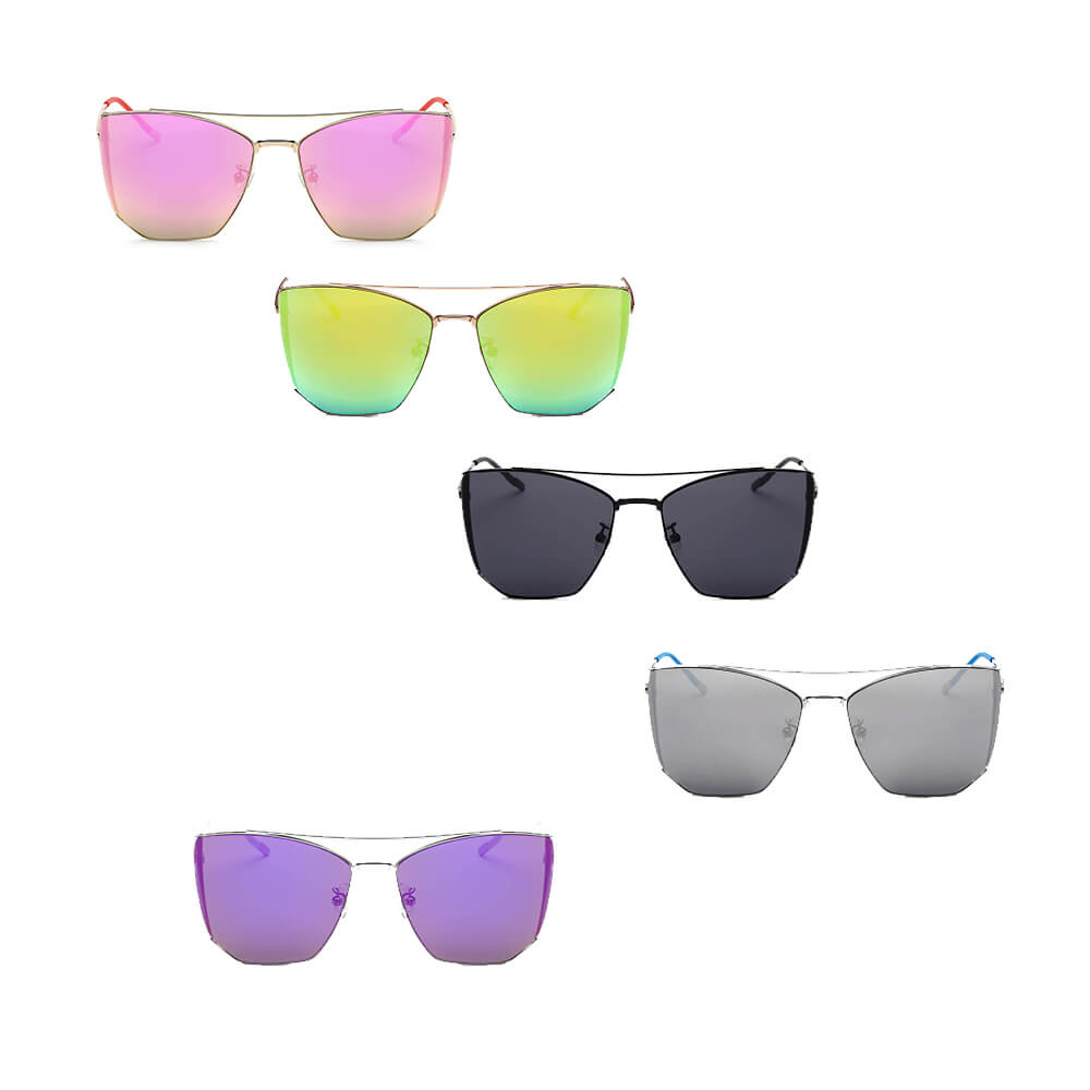CA06 - Oversize Polygon Mirrored Lens Cat Eye Sunglasses - Iris Fashion Inc. | Wholesale Sunglasses and Glasses