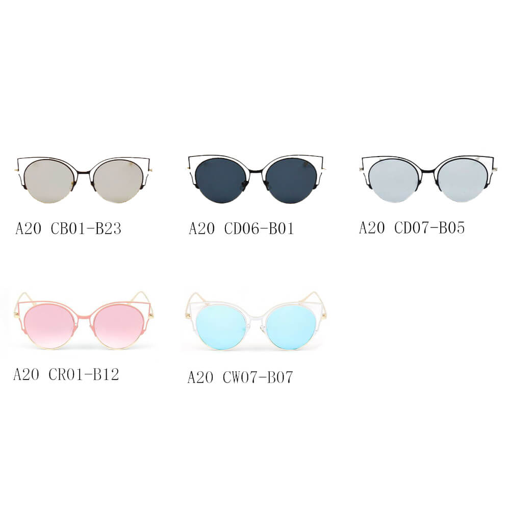 A20 Women's Signature Cut-Out Round Cat Eye Sunglasses - Iris Fashion Inc. | Wholesale Sunglasses and Glasses
