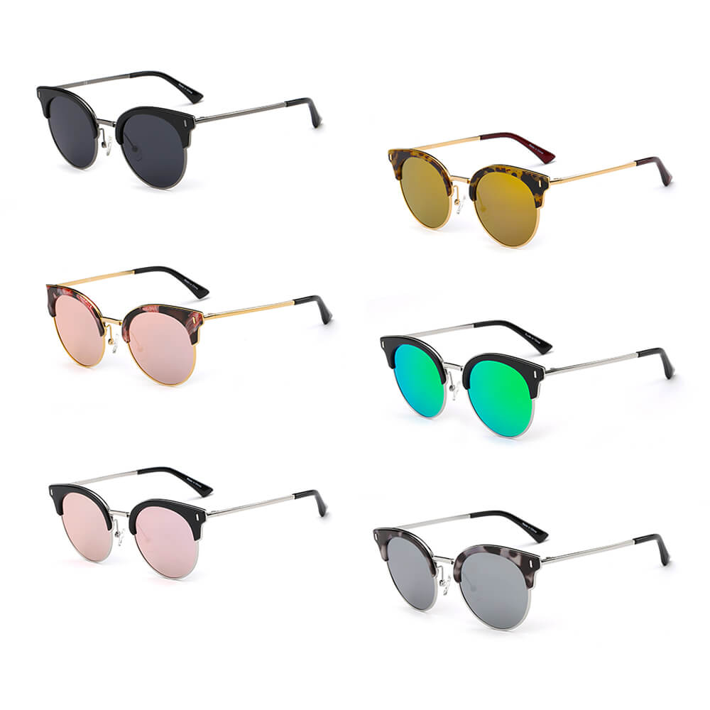 CA05 - Women Half Frame Round Cat Eye Polarized Sunglasses - Iris Fashion Inc. | Wholesale Sunglasses and Glasses