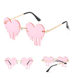W2016 - Rimless Metal Heart Dripping Novelty Party Colored Lens Sunglasses