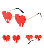 W2016 - Rimless Metal Heart Dripping Novelty Party Colored Lens Sunglasses
