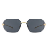 HJ2075 - Rimless Square Wrap Around Fashion Wholesale Sunglasses