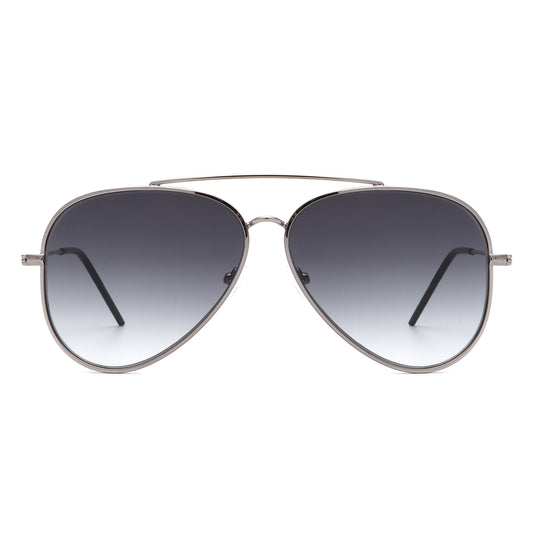 J1006 - Classic Brow-Bar Retro Tinted Fashion Wholesale Aviator Sunglasses