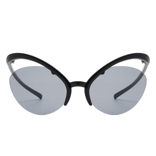 S1226 - Rimless Futuristic Oval Irregular Fashion Cat Eye Wholesale Sunglasses