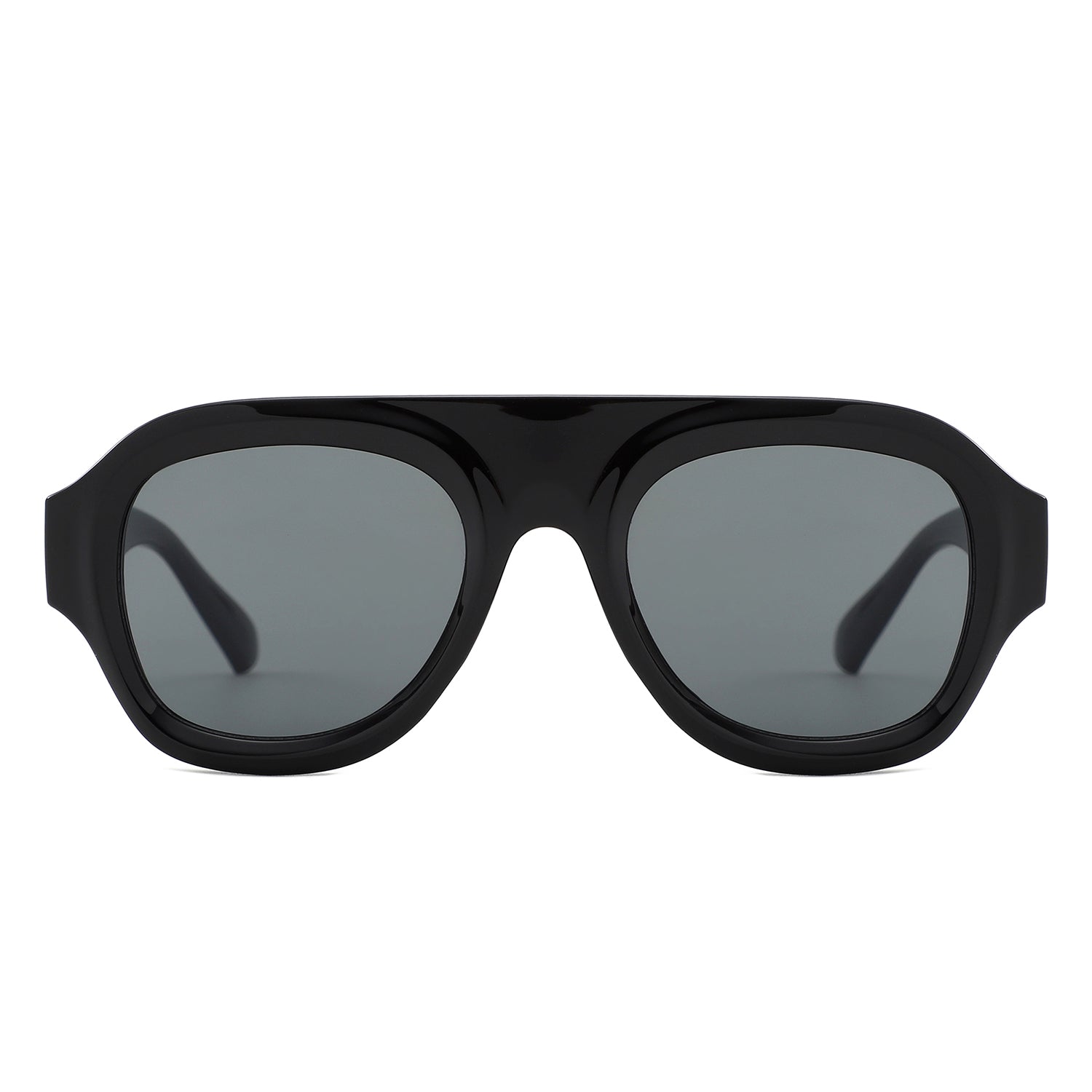 HS1406 - Bold Retro Aviator Shield Chunky Sunglasses - Iris Fashion