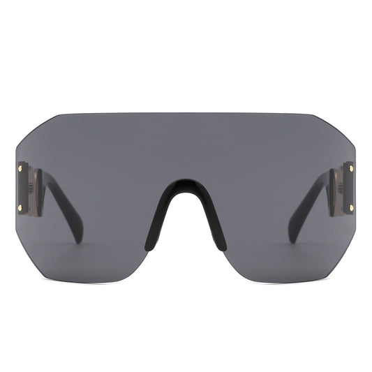 HW2065 - Rimless Oversize Retro Bold Square Wholesale Sunglasses