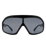 S2132 - Oversize Retro Square Shield Tinted Curved Fashion Wholesale Sunglasses