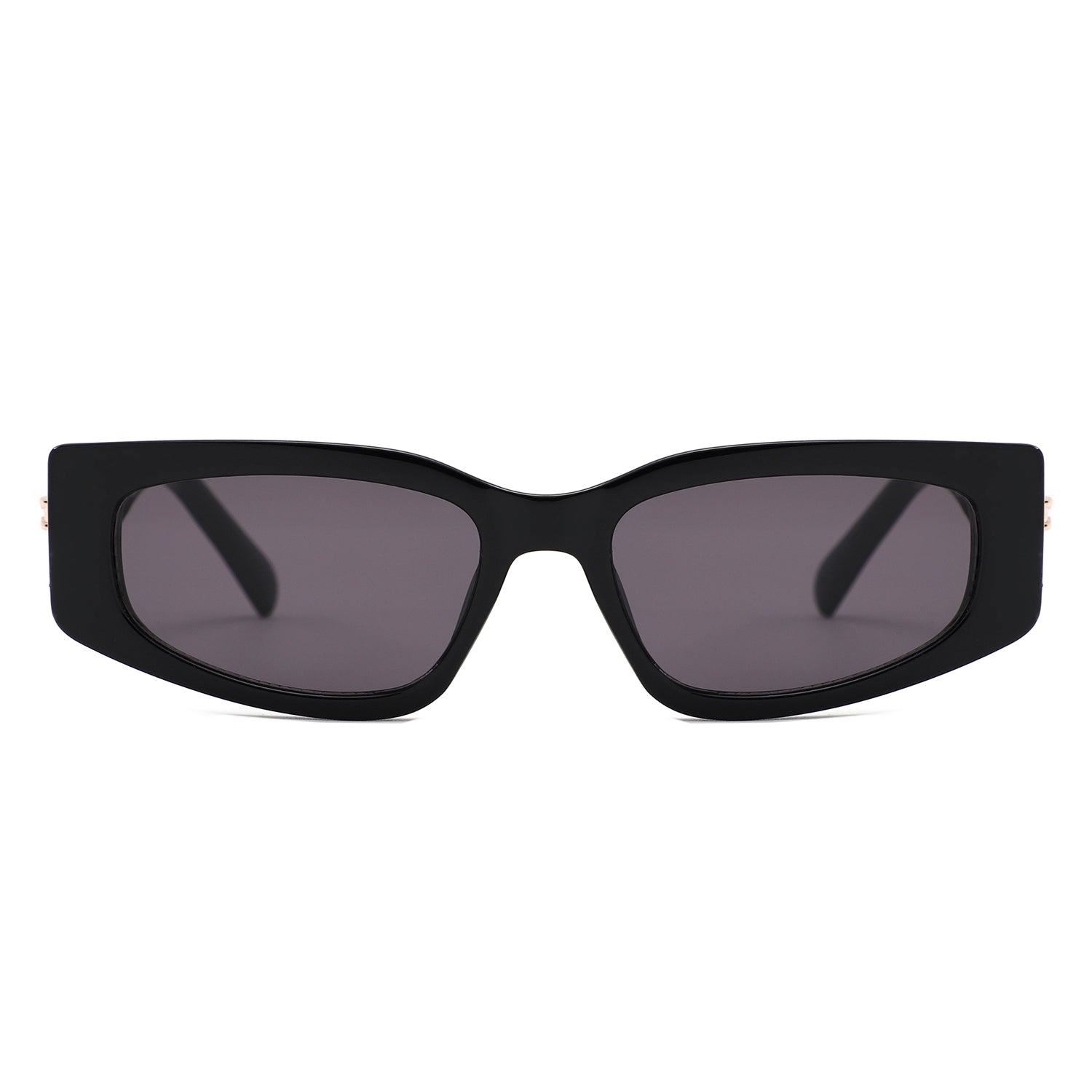 S1267 - Rectangle Wide Gold Accent Wrap Sunglasses - Iris Fashion