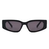 S1267 - Rectangle Wide Gold Accent Wrap Sunglasses - Iris Fashion