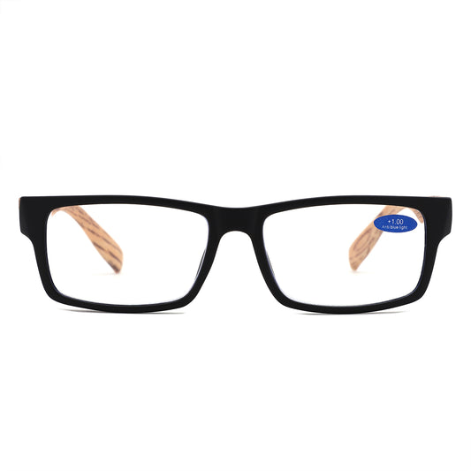 883 - Rectangle Woodgrain Temples Reading Glasses