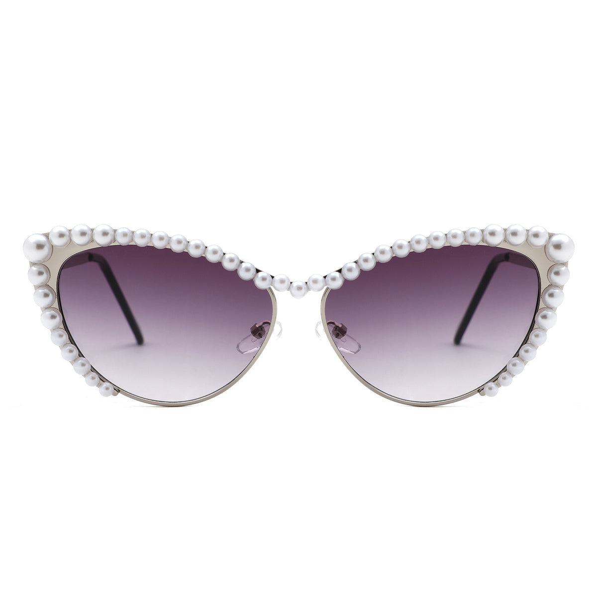HJ2103 - Pearl-Embellished Cat-Eye Gold-Temple Fashion Wholesale Sunglasses