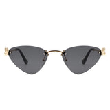 HJ2114 - Rimless Cat-Eye Gold-Temple Fashion Wholesale Sunglasses