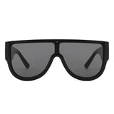 HS2261 - Oversized Flat Top Aviator Style Shield Sunglasses