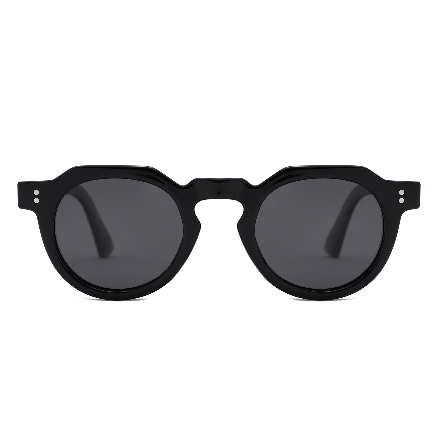 P/C028 - Retro Round Thick Frame Keyhole Bold Sunglasses - Iris Fashion