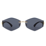 HJ2138 - Rimless Hexagonal Square Geometric Wholesale Sunglasses