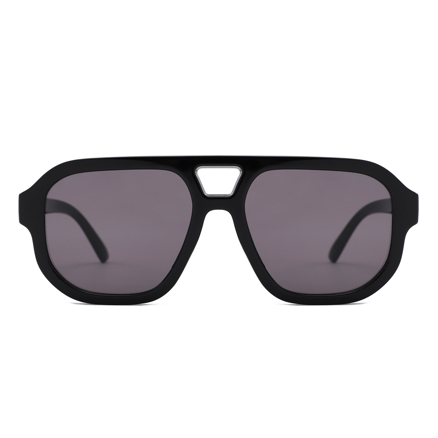 S1265 - Retro Aviator Double Bridge Square Sunglasses - Iris Fashion