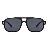 HS1433 - Oversized Brow-Bar Square Aviator Sunglasses
