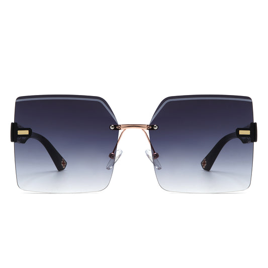 S2135 - Women Oversize Rimless Chic Fashion Square Tinted Wholesale Sunglasses