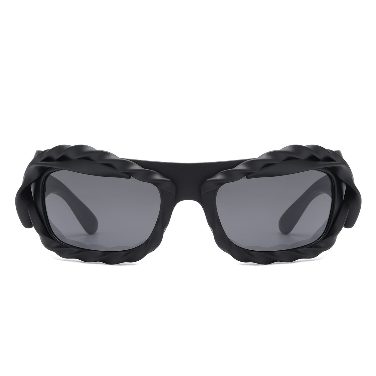 HS2162 - Rectangle Irregular Twisted Thick Frame Futuristic Wholesale Sunglasses