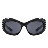 HS2136-1 - Wrap Around Oval Spike Oversize Fashion Wholesale Sunglasses