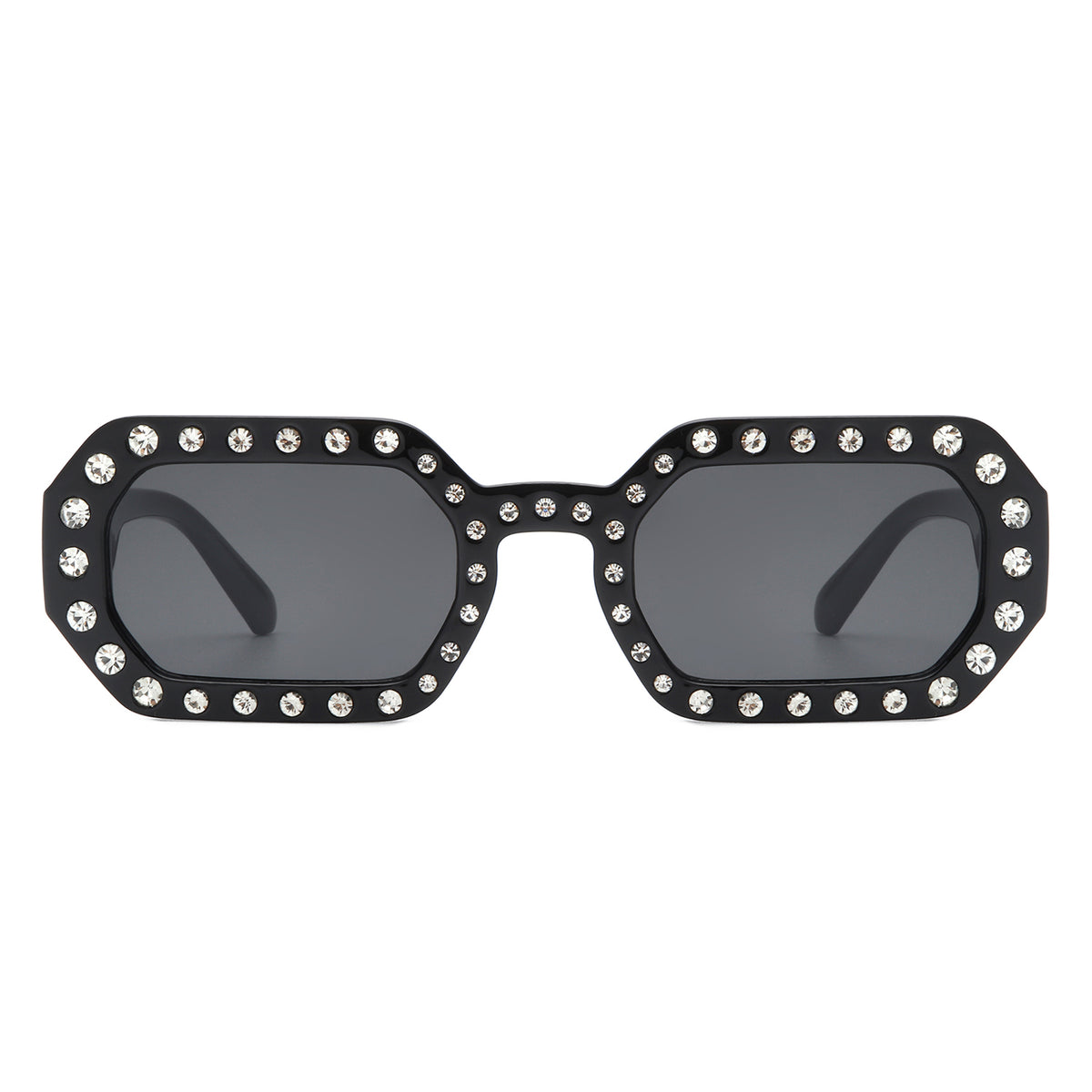 HS2154 - Square Retro Geometric Tinted Rhinestone Fashion Wholesale Sunglasses