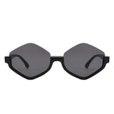 HS1421 - Geometric Semi-Rimless Polygon Sunglasses
