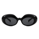 HS1430 - Chunky Retro Thick Frame Fashion Oval Sunglasses