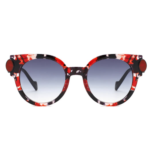 HS1393 - Bold Retro Round Gem-Accent Wholesale Sunglasses