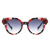 HS1393 - Bold Retro Round Gem-Accent Wholesale Sunglasses