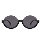 HS1422 - Women Semi-Rimless Fashion Round Sunglasses