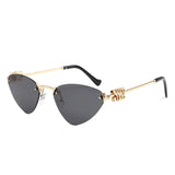 HJ2114 - Rimless Cat-Eye Gold-Temple Fashion Wholesale Sunglasses