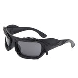 HS2162 - Rectangle Irregular Twisted Thick Frame Futuristic Wholesale Sunglasses