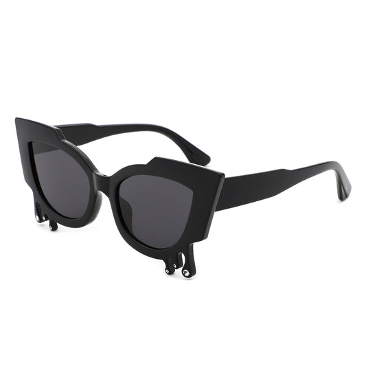 HS1294 - Irregular Cat Eye Rhinestone Drip Fashion Women Wholesale Sunglasses - Iris Fashion
