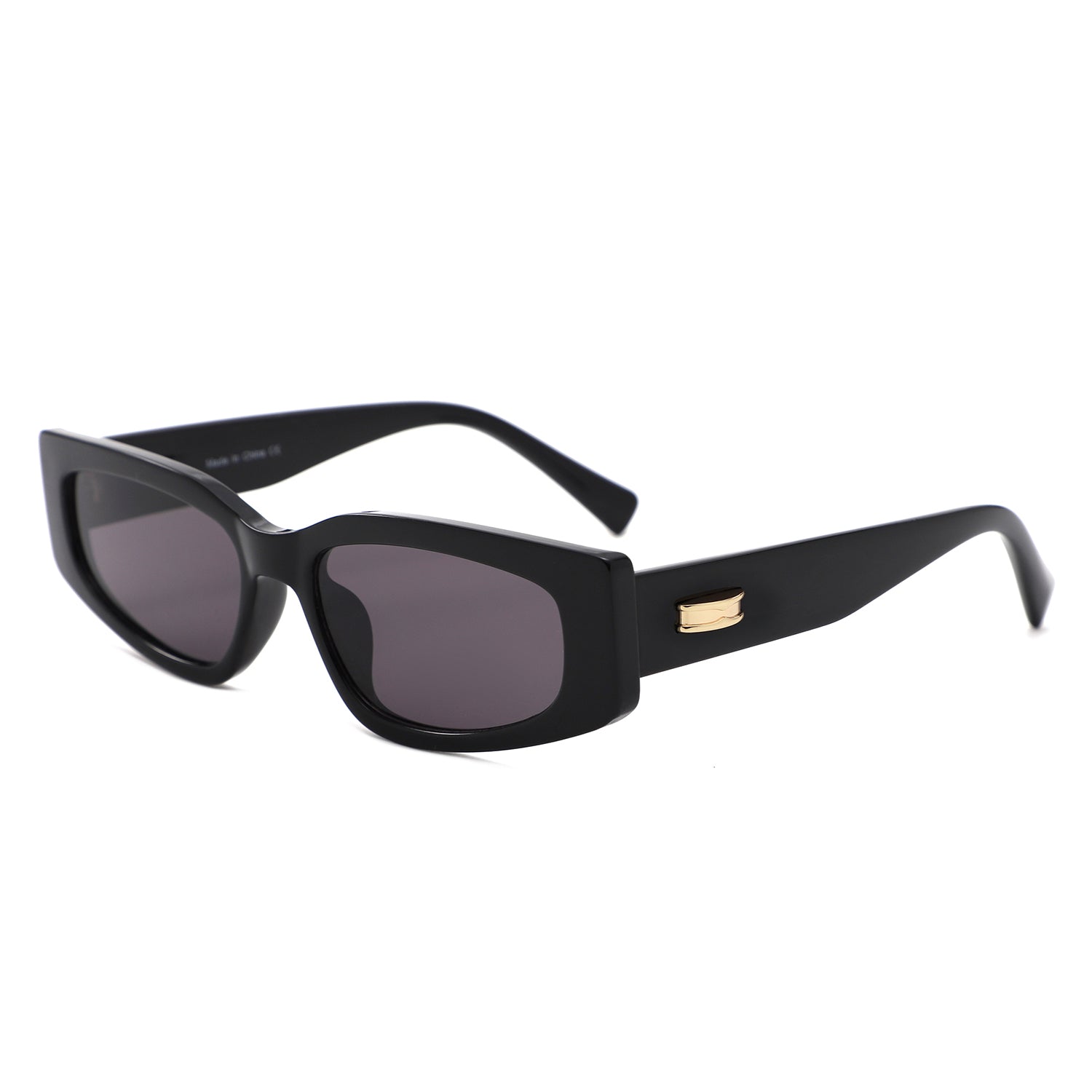 S1267 - Rectangle Wide Gold Accent Wrap Sunglasses - Iris Fashion