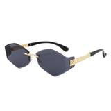 HJ2138 - Rimless Hexagonal Square Geometric Wholesale Sunglasses