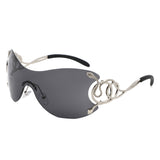 HW2072 - Women Oversized Rimless Shield Fashion Sunglasses