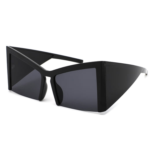 HS1286 - Geometric Square Semi-Rimless Cat Eye Oversize Fashion Wholesale Sunglasses