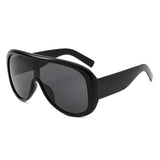 HS1435 - Oversized Wrap Aviator Style Shield Sunglasses