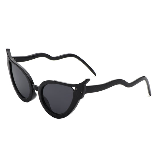 HS1251 - Women Fashion Wavy Design High Pointed Cat Eye Wholesale Sunglasses