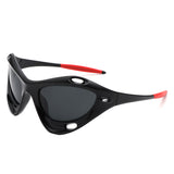 HS1241 - Geometric Wrap Around Chunky Square Sport Wholesale Sunglasses